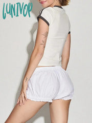 Lunivop Y2K Striped Crop T Shirts Women Harajuku Fashion Sporty Short Sleeve Tees Grunge Casual