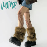 Lunivop Y2K Vintage Faux Fur Leg Warmers Hot Girl Harajuku Winter Warm Furry Boots Cover Socks Jk