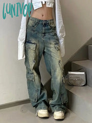 Lunivop Y2K Woman American Style Jeans Japanese Fashion Denim Aesthetics Pants Coquette 90S Old