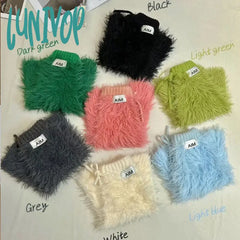 Lunivop Y2K Women Imitation Rabbit Fur Leg Warmers Kawaii Lolita Leggings Boots Stocking Thickened