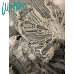 Lunivop Y2K Women Vintage Sweet Blue Flare Jeans Harajuku Butterfly Embroidery Straight Trousers