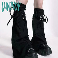 Lunivop Y2K Women’s Punk Tassel Cross Black Denim Leg Cover Fashionable Versatile Spicy Girl
