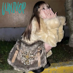 Lunivop Y2K Womens Shoulder Bag Autumn And Winter Fashion Crucifixion Vintage Tote Harajuku