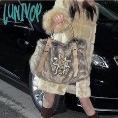 Lunivop Y2K Womens Shoulder Bag Autumn And Winter Fashion Crucifixion Vintage Tote Harajuku