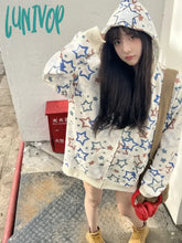Lunivop Y2K Zip Up Hoodie Women Streetwear 90S Star Graphics Print Hood Sweatshirt Harajuku Causal