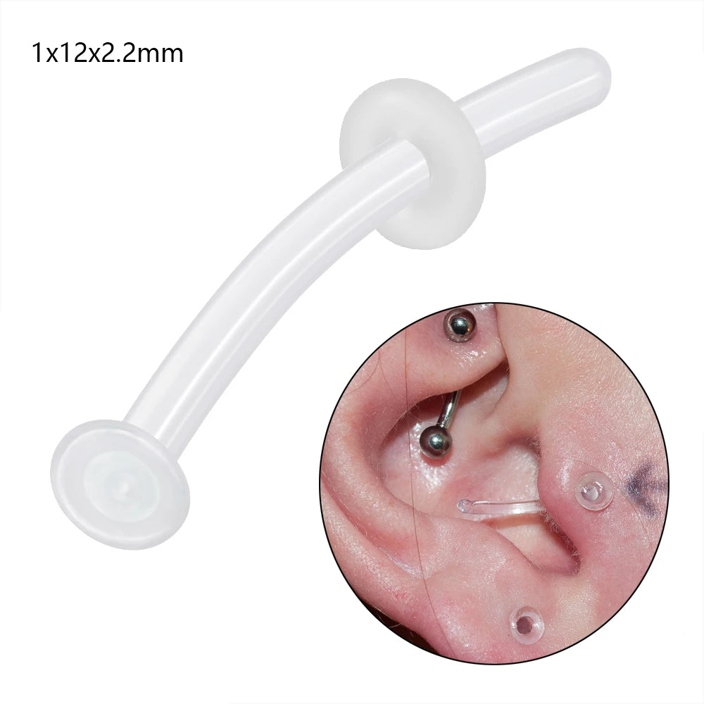 Lunivop 1PC Glass Nose Stud Transparent Glass Straight Nose Ring Retainer Holder  Hoop Earrings Belly Ring Navel Piercing Jewelry