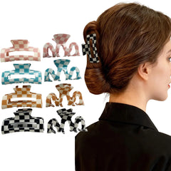 Lunivop  2pcsCheckered acetate hair clip, a fashionable summer hair accessory for women, sturdy and durable, perfect for parties and holi