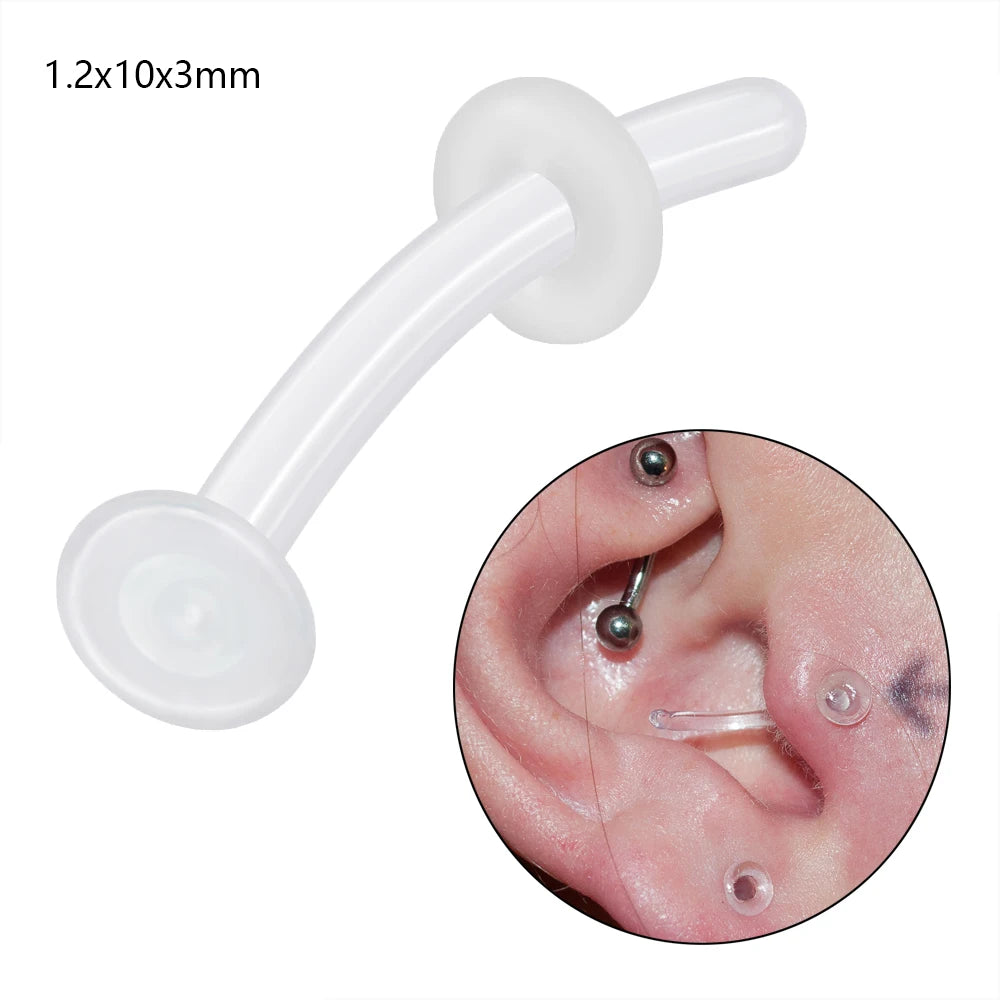 Lunivop 1PC Glass Nose Stud Transparent Glass Straight Nose Ring Retainer Holder  Hoop Earrings Belly Ring Navel Piercing Jewelry