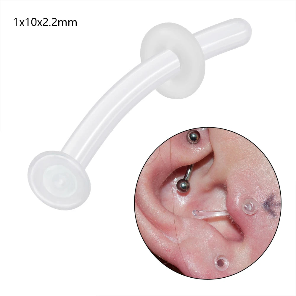 Lunivop 1PC Glass Nose Stud Transparent Glass Straight Nose Ring Retainer Holder  Hoop Earrings Belly Ring Navel Piercing Jewelry