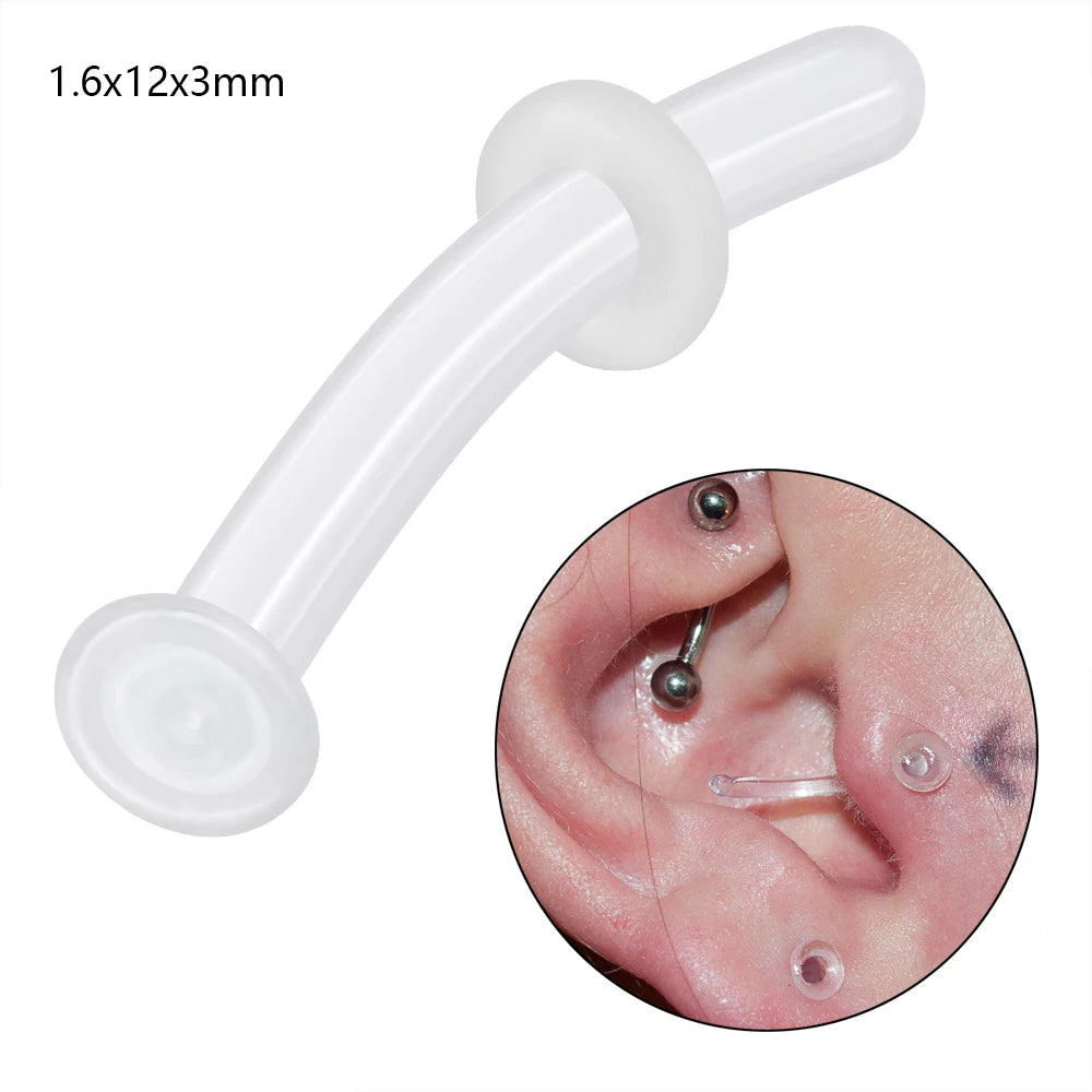 Lunivop 1PC Glass Nose Stud Transparent Glass Straight Nose Ring Retainer Holder  Hoop Earrings Belly Ring Navel Piercing Jewelry