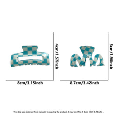 Lunivop  2pcsCheckered acetate hair clip, a fashionable summer hair accessory for women, sturdy and durable, perfect for parties and holi