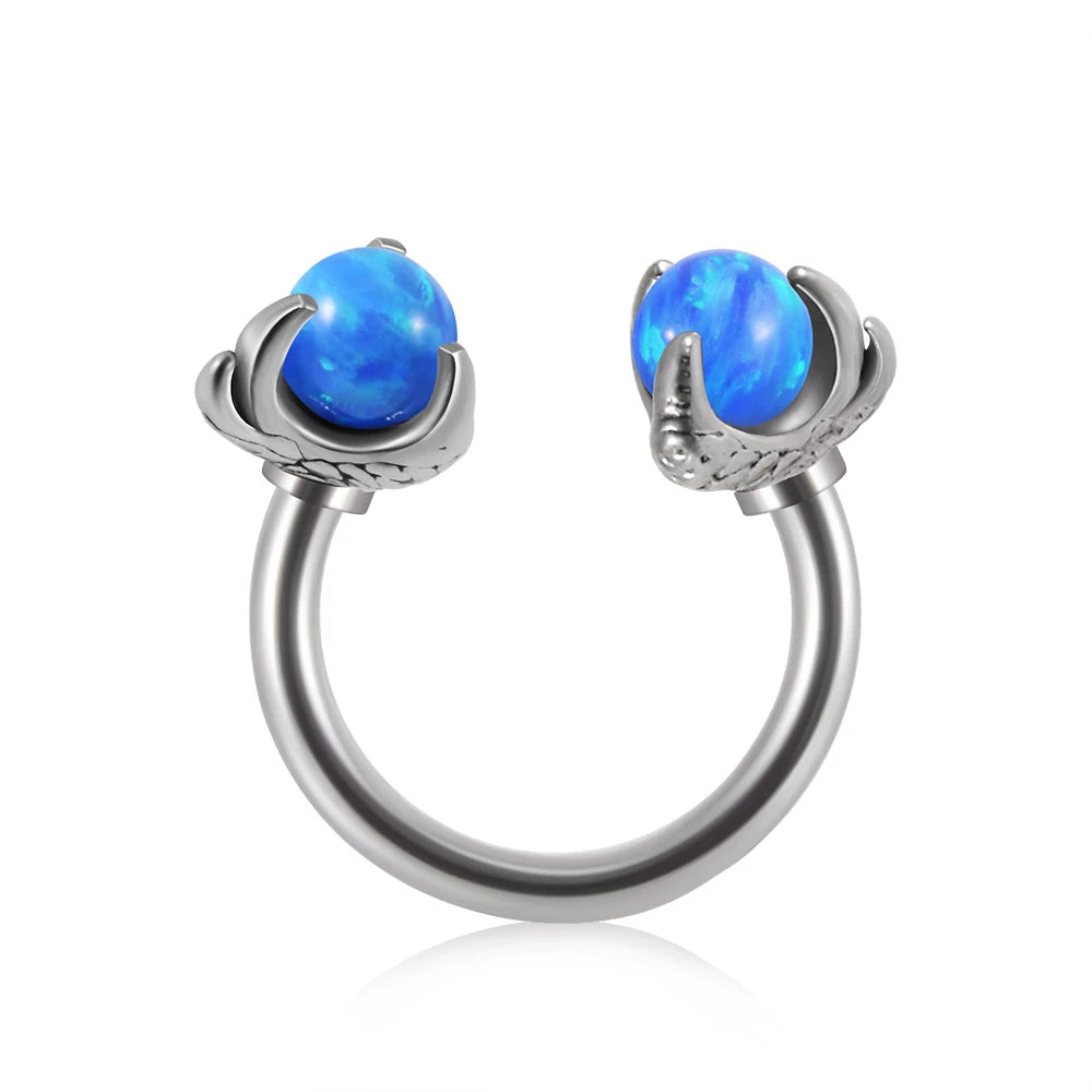 Lunivop 1PC 316L Surgical Steel Dragon Claw Stone Labret Ring Prong Opal CBR Ring Ear Tragus Cartligae Earrings Daith Piercing Jewelry