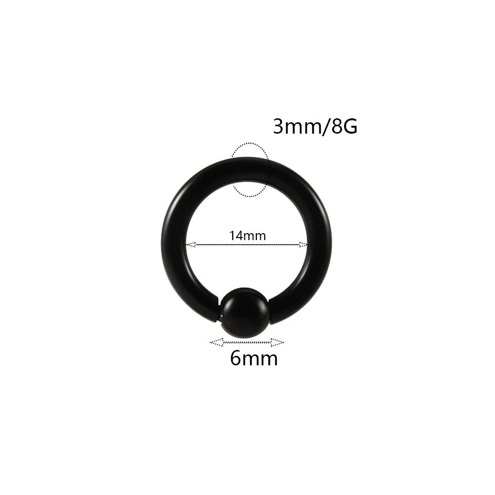 Lunivop 1PC Stainless Steel Large Size Captive Bead Ring Big Gauge Hoop Earrings Nose Ring Ear Weights Earring Piercing 8G-00G