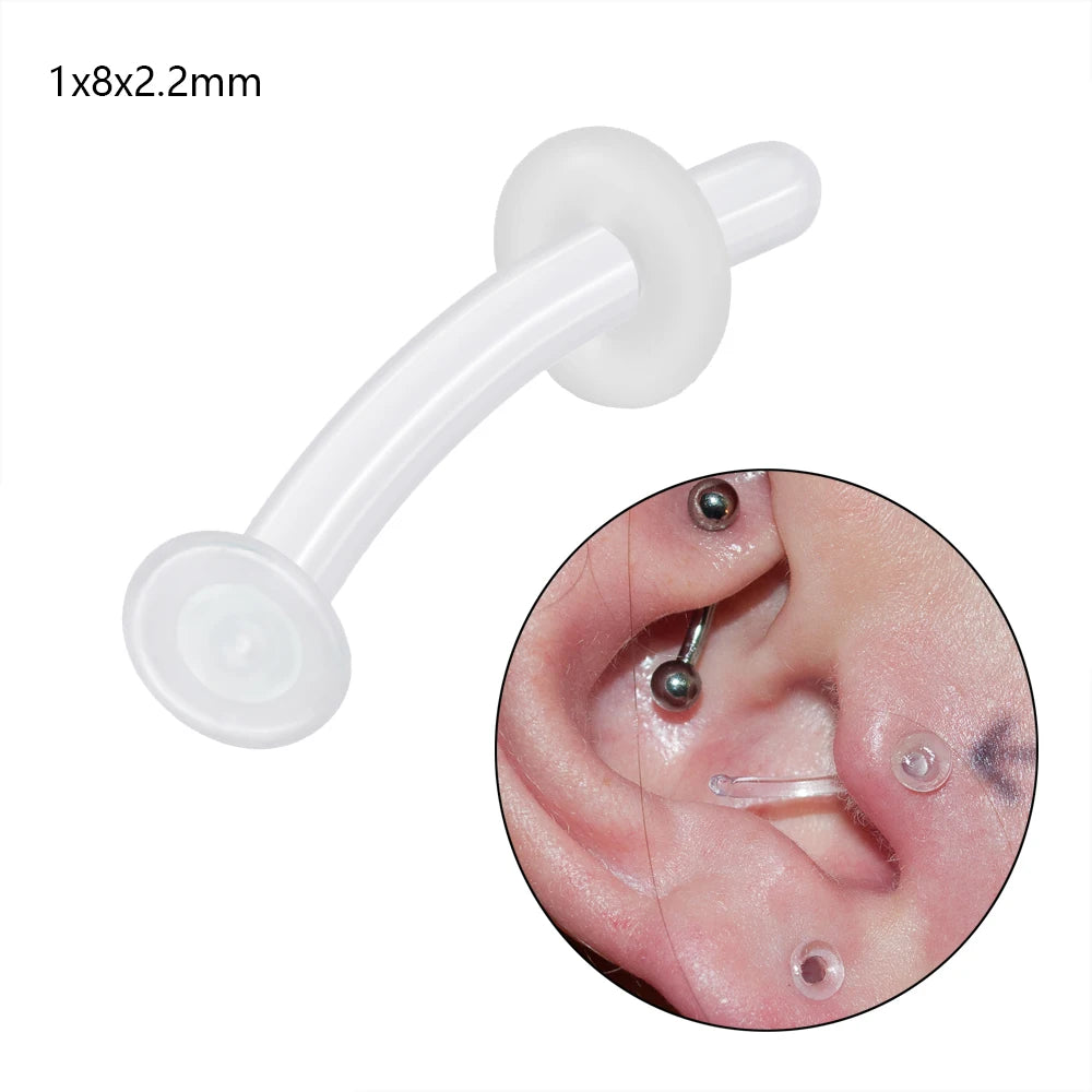 Lunivop 1PC Glass Nose Stud Transparent Glass Straight Nose Ring Retainer Holder  Hoop Earrings Belly Ring Navel Piercing Jewelry