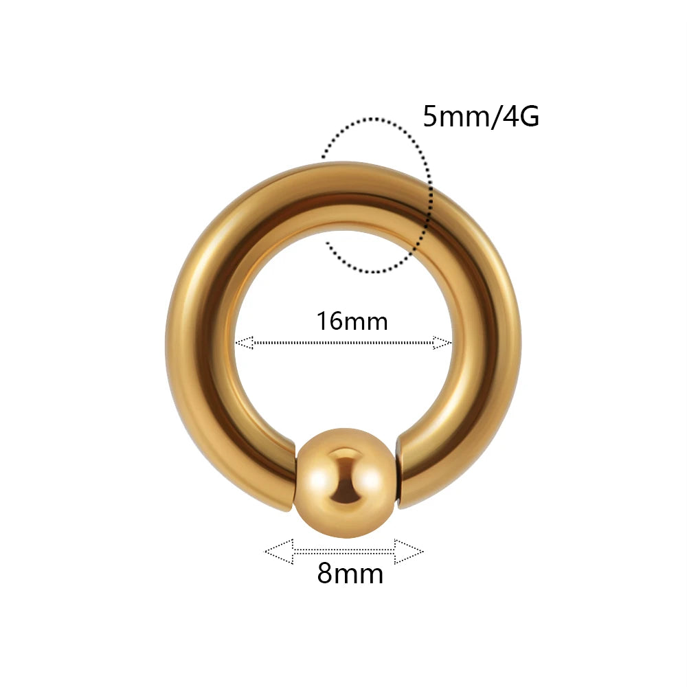 Lunivop 1PC Stainless Steel Large Size Captive Bead Ring Big Gauge Hoop Earrings Nose Ring Ear Weights Earring Piercing 8G-00G