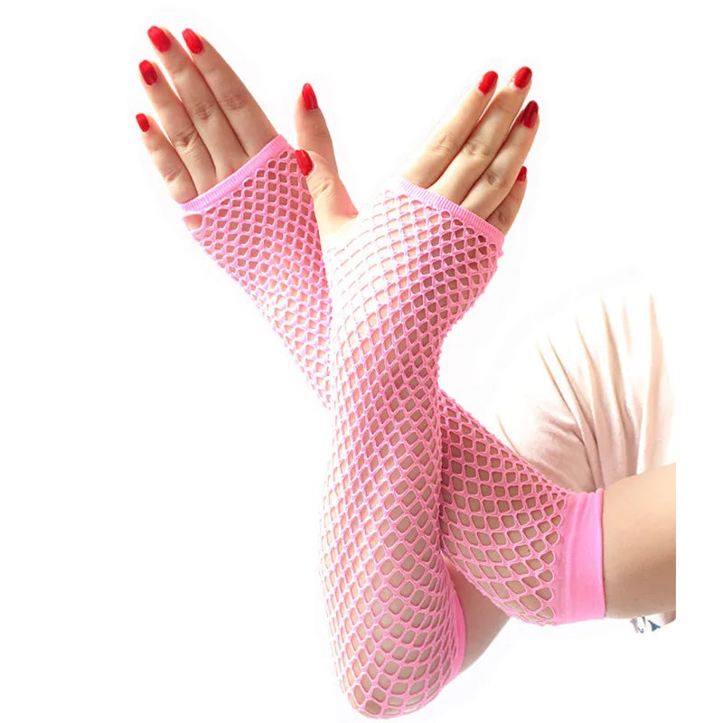 Lunivop Women Fashion Neon Fishnet Fingerless Long Gloves Leg Arm Cuff Party Wear Fancy Dress for Womens Sexy Beautiful Arm Warmer