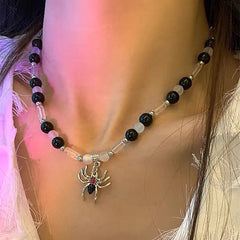 Lunivop Vintage Pearl Love Butterfly Spider Pendant Choker Necklace For Men Women Gothic Hip Hop Cross Moon Chain Long Jewelry halloween