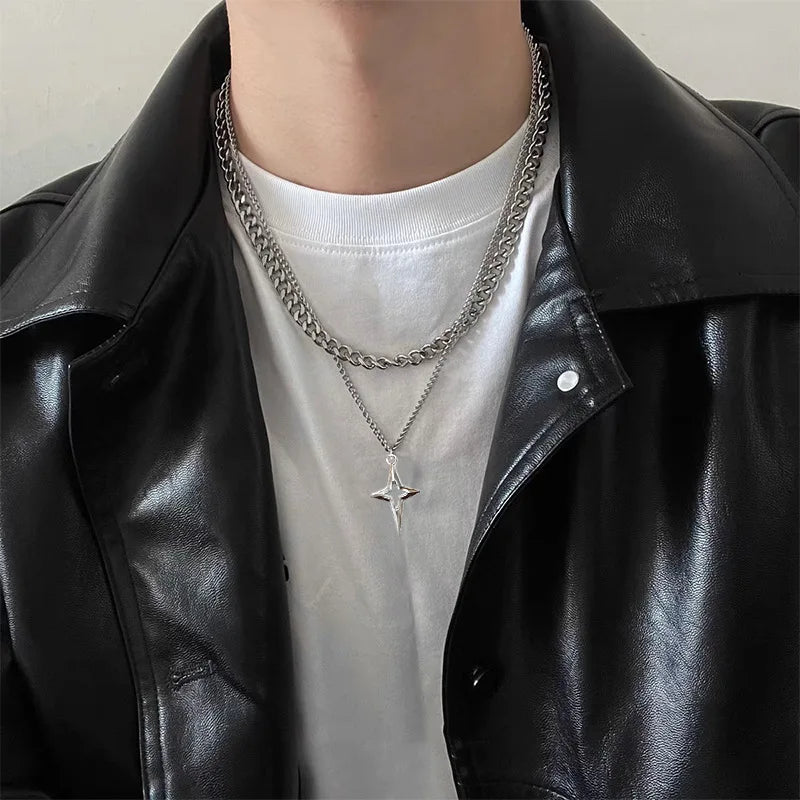 Lunivop  Y2K Silver Color Love Heart Pendant Necklace For Women Simple Metal Long Round Bead Sweater Chain Necklace Aesthetic Jewelry
