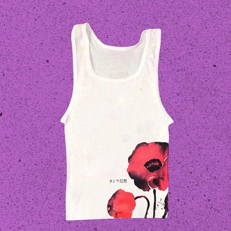 Lunivop Crop Tops Y2k Flower Vintage Top for Women 90s Vintage Clothes Women's Cropped Aesthetic Clothing Trashy  2000s Harajuku Woman