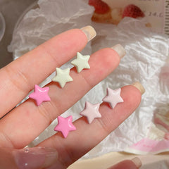 Lunivop 6PCS SET Cute Y2K Harajuku Aesthetic Pink Geometric Star Stud Earrigs For Girl EMO 2000s Charm Jewelry Accessories Birthday Gift