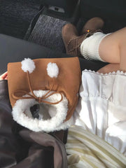 Lunivop  Handheld Straddle Bags for Women New Cute Plush Versatile Bowknot Bag