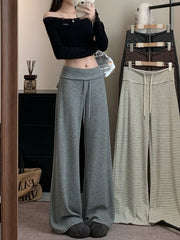 Lunivop  Fleece Lined High Waist Wide Leg Jeans Women's Blue Grey Thickened Winter Warm Trousers with Front Pocket Bootcut Pants
