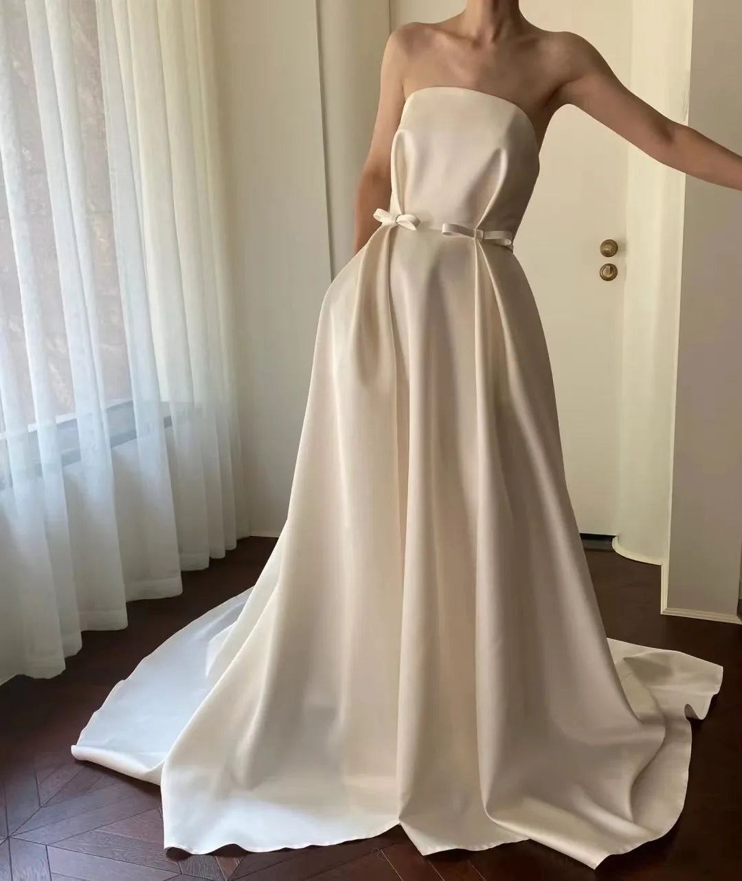Lunivop  Satin Tube Top Wedding Dress New Slim, Simple and Slim Summer Party Dresses Women Evening Formal Dress Women Elegant