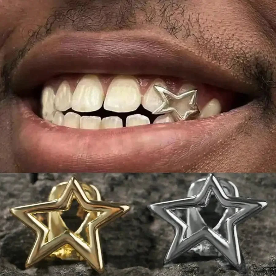 Lunivop  1PC/2PCS/4PCS/SET Star Teeth Grillz For Girl,Halloween Vampire Teeth Decoration,Body Jewelry,Suitable For Men And Women'