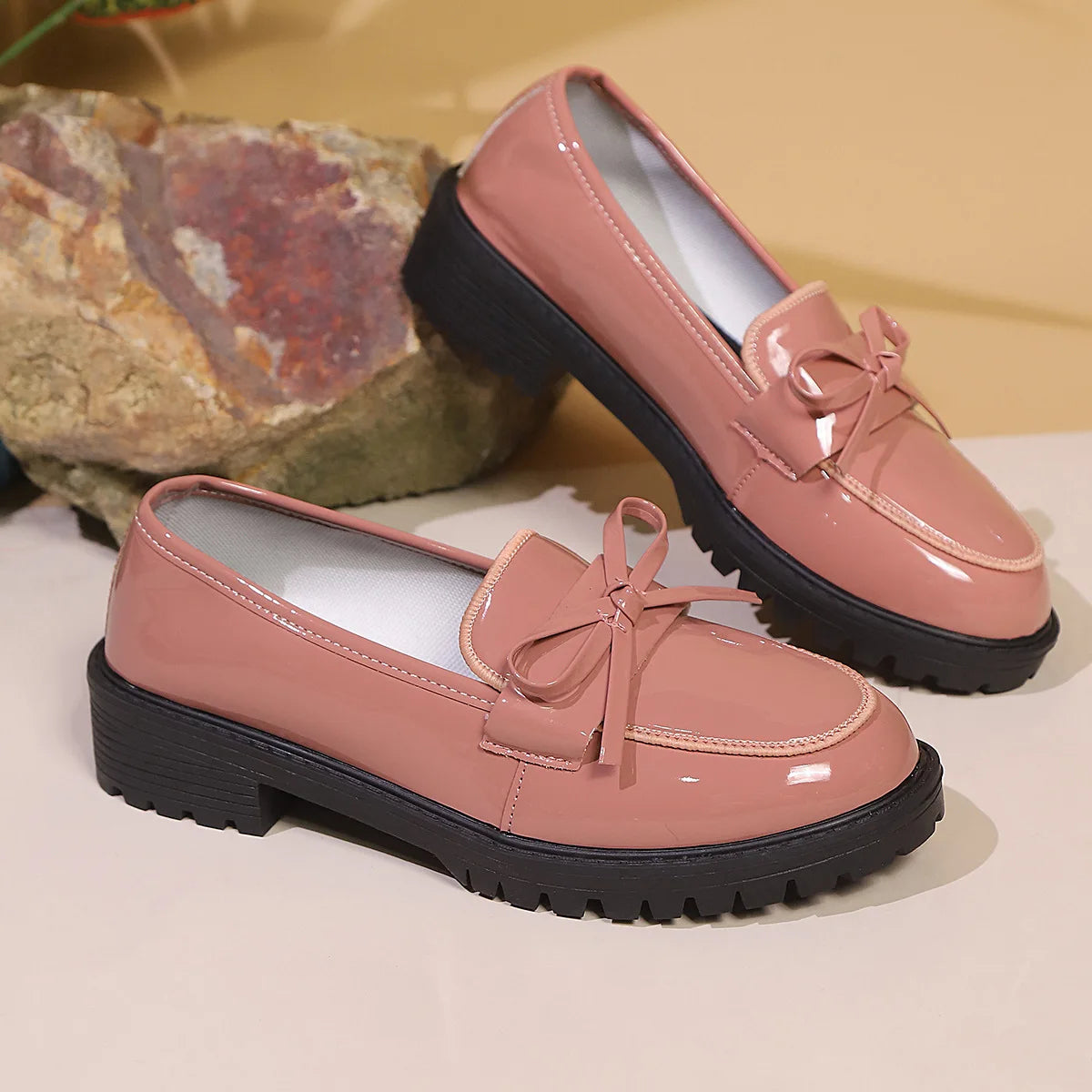 Lunivop  Large Size Mary Jane Shoes Women's Casual Shoes Spring Summer Autumn New Style Velvet Butterfly Knot Loafers round Toe Rubber...