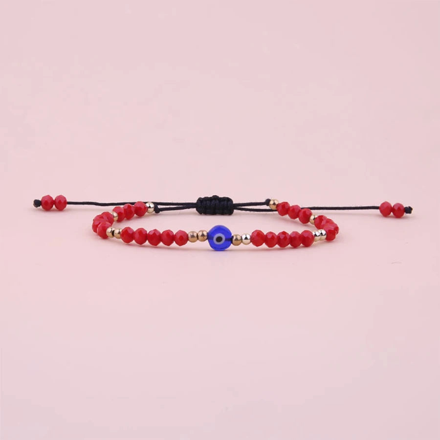 Lunivop New Trendy Simple Evil Eye Solid Color Crystal Beaded Hand Woven Bracelet for Women Men Niche Design Party Jewelry Gifts