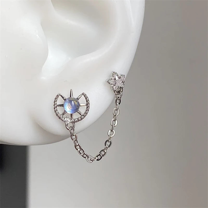 Lunivop 1pcs Quality Shiny Cross Zircon 316L Stainless Steel Ear Bone Nail Y2K Style Silver Color Earring for Women Cochlear Accessories