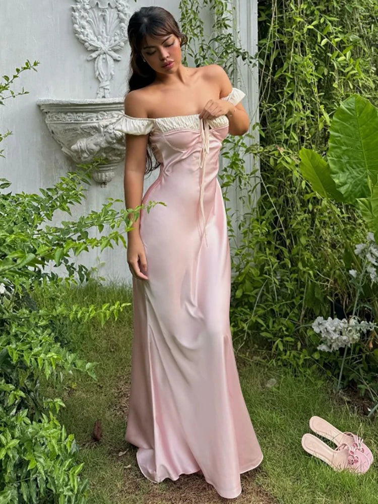 Lunivop Sexy Square Collar Bandage Women Dress Pink Puff Sleeve High Waist Dress Femme Summer French Elegant Party Clubwear