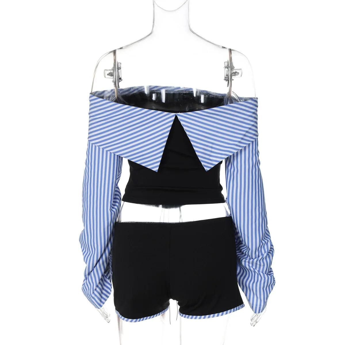 Lunivop Off The Shoudler Striped Print Lantern Sleeve Crop Top  Pants Womens Sets Casual Clothing Y2K Streetwear Fashion Korean