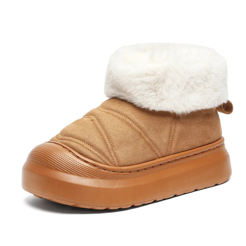 Lunivop New Fluffy Snow Boots Women Comfort Plush Lined Cotton Padded Shoes Woman Slip on Faux Suede Non Slip Winter Short Boots