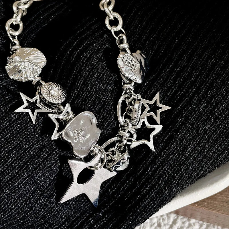 Lunivop Fashion Jewelry Statement Necklace Ladies Personality Star Necklace Gothic Alloy Pentagram Short Necklace Women