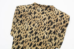 Lunivop  Mini Leopard Print Summer Short  Turtleneck Sleeveless party dress