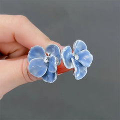 Lunivop New Trendy Cute Blue Red Flowers Earrings for Women Exquisite Needle Studs Sweet Elegant Party Jewelry Gifts