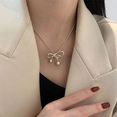 Lunivop Fashion Simple Gold Silver color Bow-knot Short Choker Female Charm Clavicle Chains Collar Choker Necklace Party Jewelry Bijoux