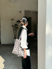 Lunivop  Autumn Versatile Retro Tote Bags Korean Style Niche Polka Dot Shoulder Bag for Women