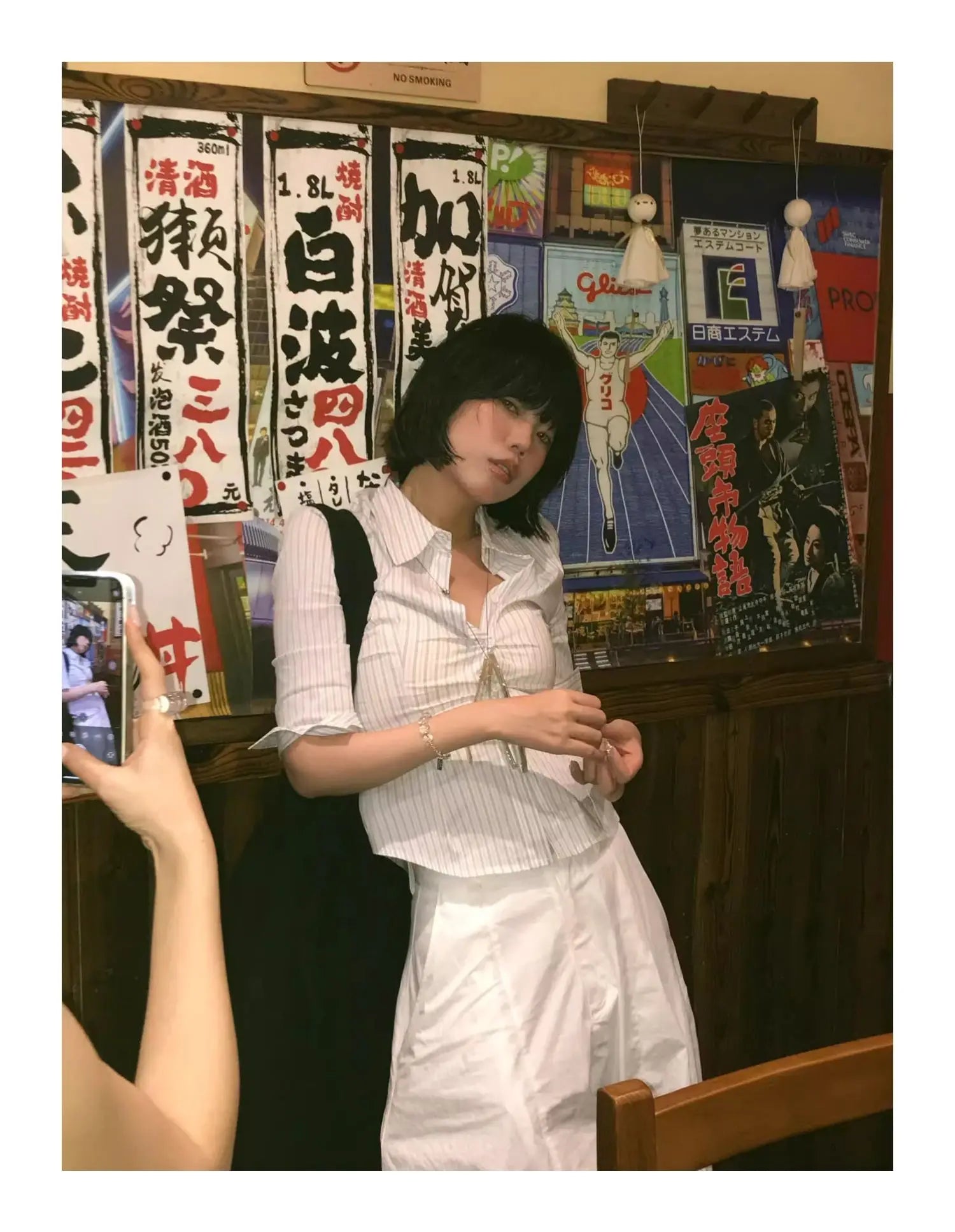 Lunivop Korean Style Casual Shirt Women Three Quarter Striped Shirts 2000s Japanese Y2k Vintage Tops Slim Retro Shirts Summer
