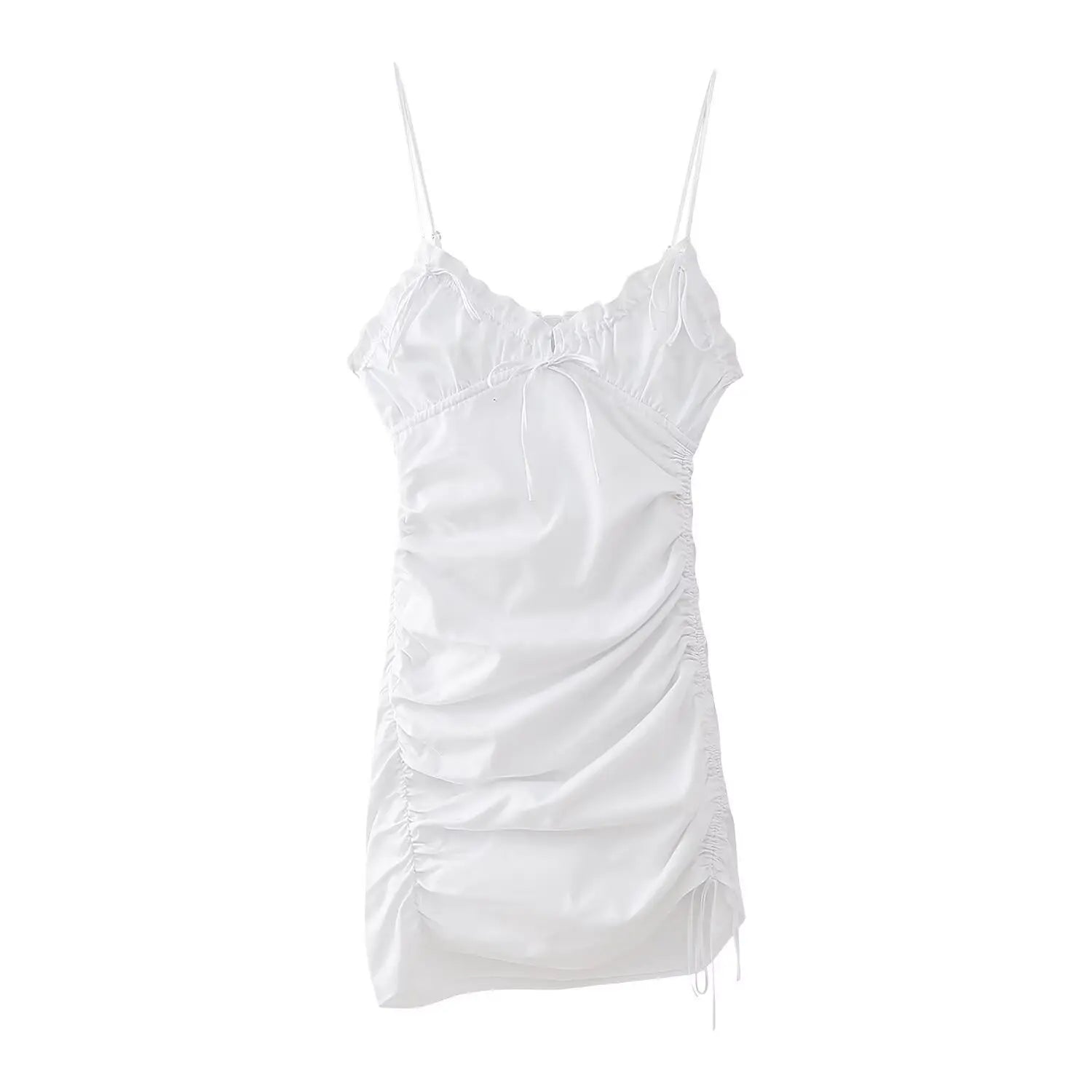 Lunivop   Ruched Shirring Mini Dresses Women Summer V Neck Sleeveless Backless Sexy Slim Robes Chic Lady Elegant Evening Party Short Dress