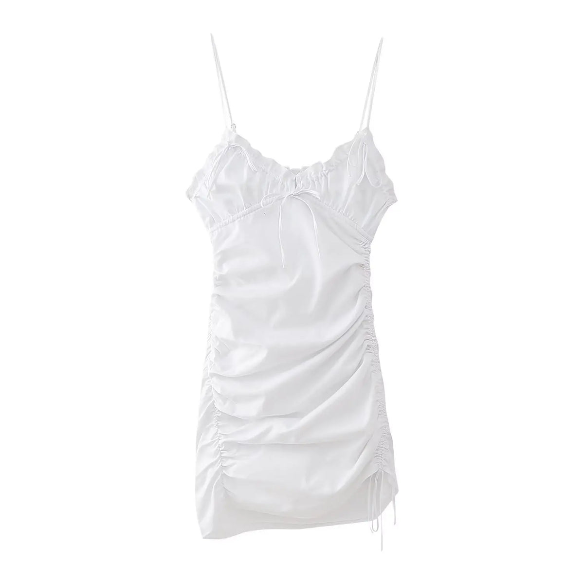 Lunivop   Ruched Shirring Mini Dresses Women Summer V Neck Sleeveless Backless Sexy Slim Robes Chic Lady Elegant Evening Party Short Dress