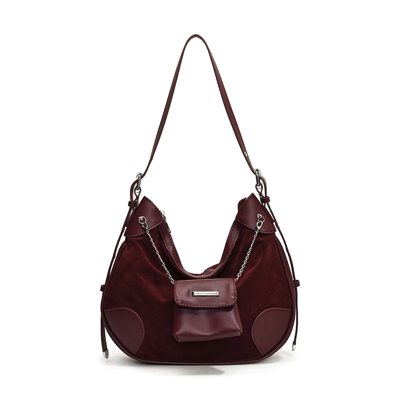 Lunivop New In Faux Suede Shoulder Bags Women Designer Retro Handbags England Style Vintage Packages Classic Lady Solid Hobo Bags