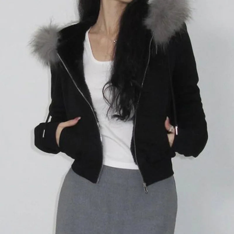 Lunivop Fairy Fur Patchwork Fashion Sweatshirts Vintage Grunge All Match Women's Coats Double Zippers Casual Hoodies Y2k Aesthetic Femme