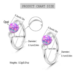 Lunivop  1Pc Surgical Steel Opal Nose Ring Hypoallergenic Nose Hoop 8mm/10mm Septum Cartilage Piercing Jewelry