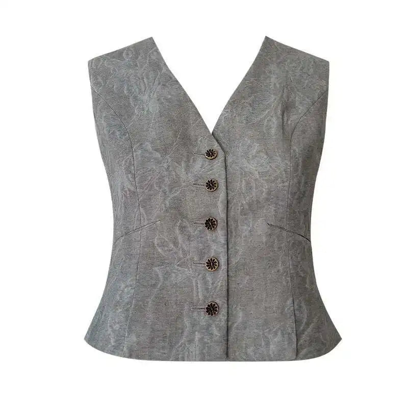 Lunivop  2025 Spring New Product Grey Vest Paired With Suit Coat Half Skirt Fashion 3-Piece Set For Women Solid Color Button