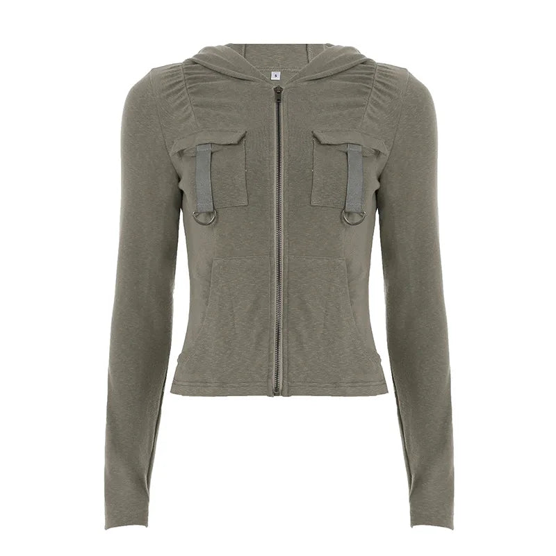 Lunivop  New Autumn Safari Style Spliced Pockets Short Coats Y2k American All Match Casual Commuter High Street Cadigan Punk Lazy Hoodies