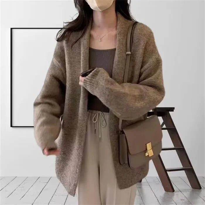 Lunivop Oversized Open Front Knit Cardigan for Women Comfy Sweater Coat Female Open-front Duster Cardi Casual Chic Autumn Winter Outfit