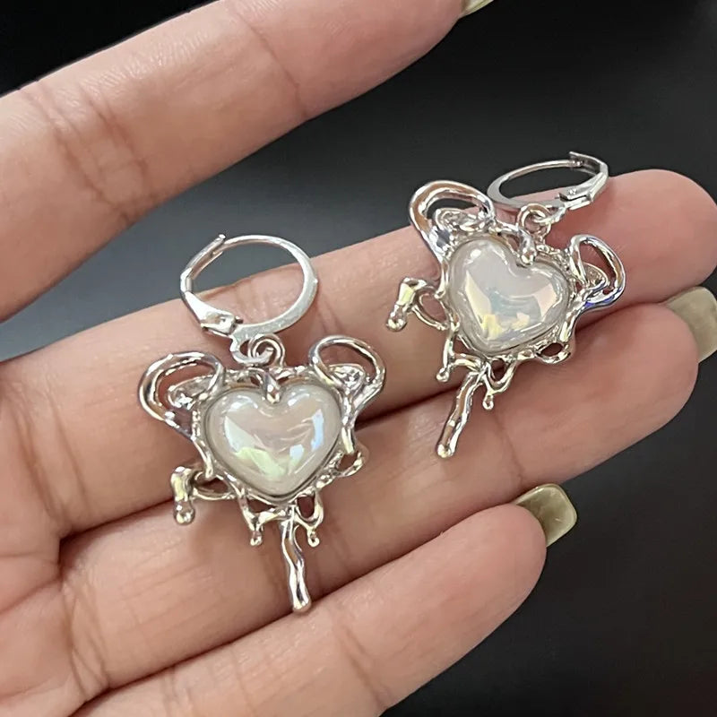 Lunivop Cool Y2K Star Drop Earrings Hot Girl Harajuku Creative Planet Pearl Crystal Stars Earings Korean Fashion for Women Punk Jewelry