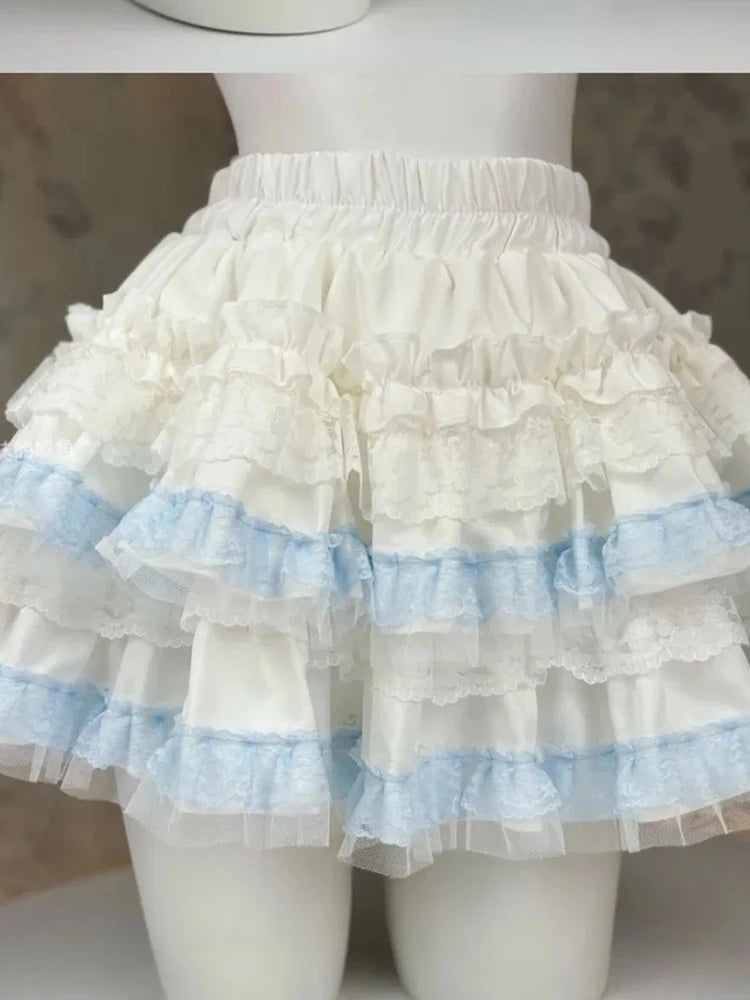 Lunivop  Lolita Sweet Cake Skirts Women Slim Lace Patchwork Sexy Mini Ball Gown Skirts Kawaii Casual Japan Cute Summer A Line Skirt